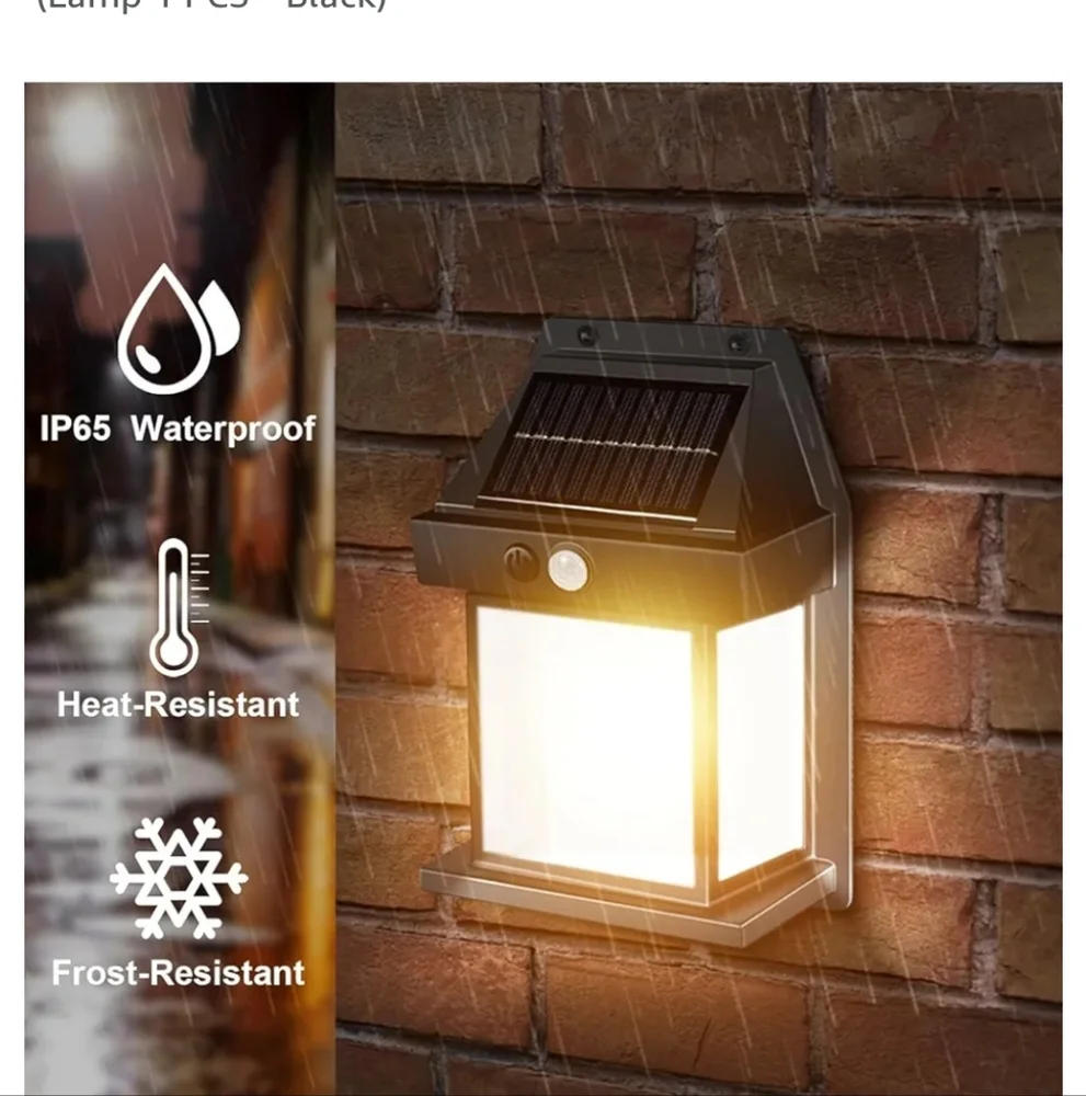 NWT (2) Wireless Outdoor Solar Wall Lamps, 3 Modes & Motion Sensor